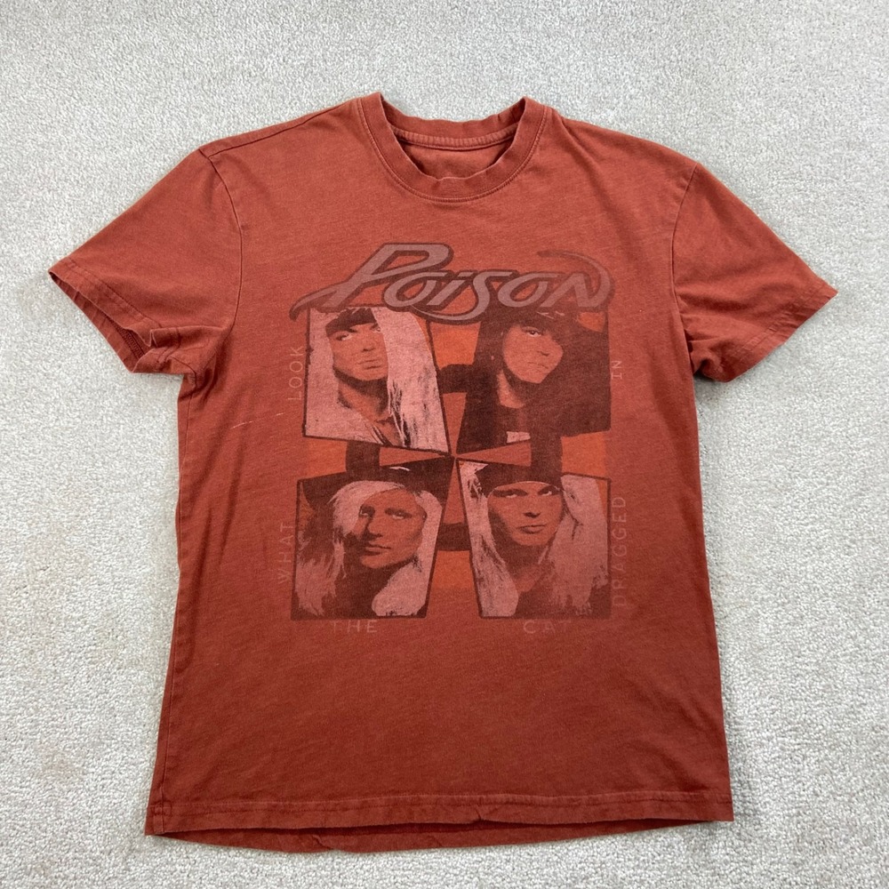 Poison Band Tee Mens S Rust Look What The Cat Dragged In Graphic T-Shirt